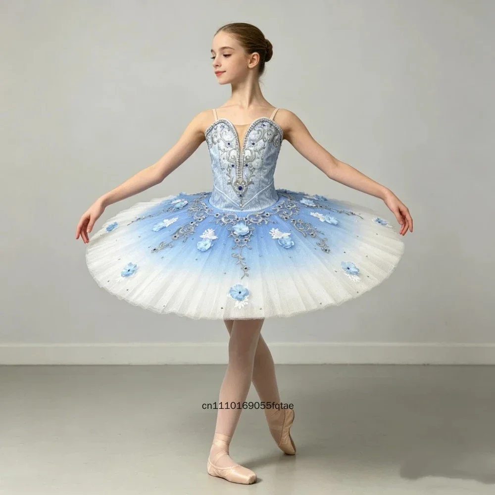 Blue Bird Silver Fairy Variation Tutu Skirt Adult Girls Ballet Tutu Dress Professional Stage Performance Ballet Dance Costume