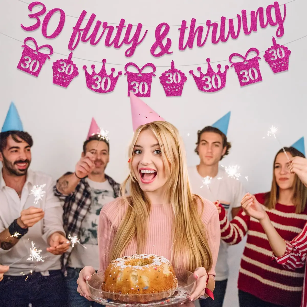 30 Flirty and Thriving Birthday Decoration 30 Flirty & Thriving Banner Thirty Garland 30th Birthday Party Supplies for Men Women