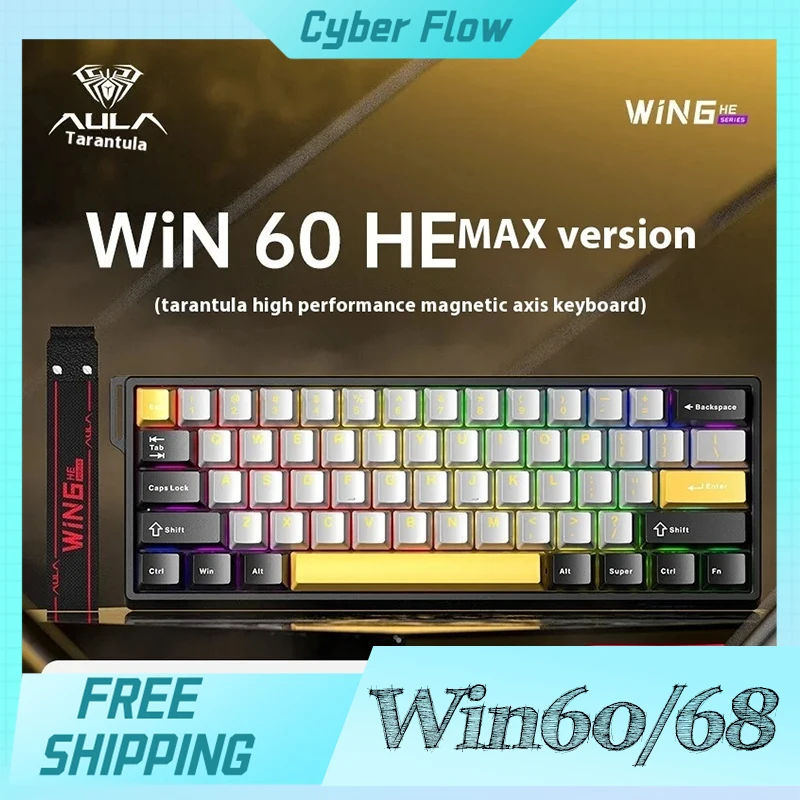 Aula Win60 He Keyboard Win68He Magnetic Switch Keyboard 8k Wired Rgb Customized Hot Swap Esports Gamer Mechanical Keyboards Gift