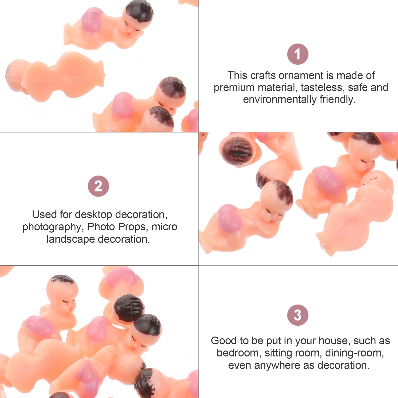 

20Pcs Miniature Sleeping Baby Plastic Ornaments Home Decor Party Decoration Pink Baby Ornaments Home Decor Party Decorations