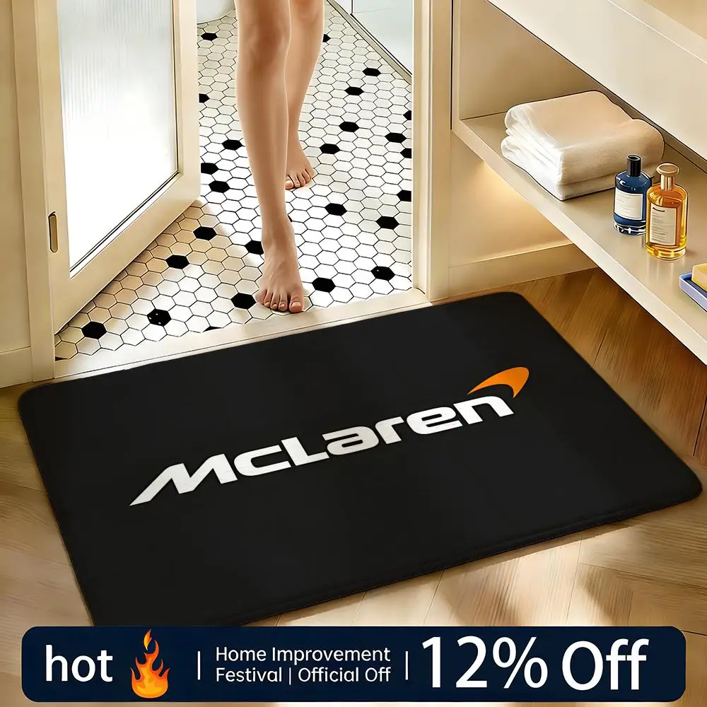 

Soft Absorbent Non-Slip Rug Brand logo M-McLa-ren Floor Mat Home Decor Doormat Bedroom Floor Mat Shower Carpet