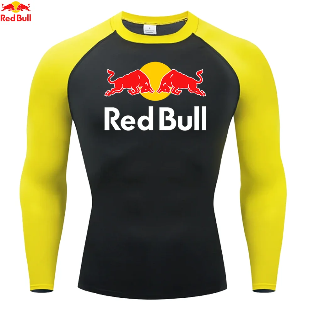 ريد بول حماية الشمس الرياضة الثانية الجلد تشغيل تي شيرت الرجال اللياقة البدنية Rashgarda MMA ضغط قميص تجريب الملابس رجالي #6