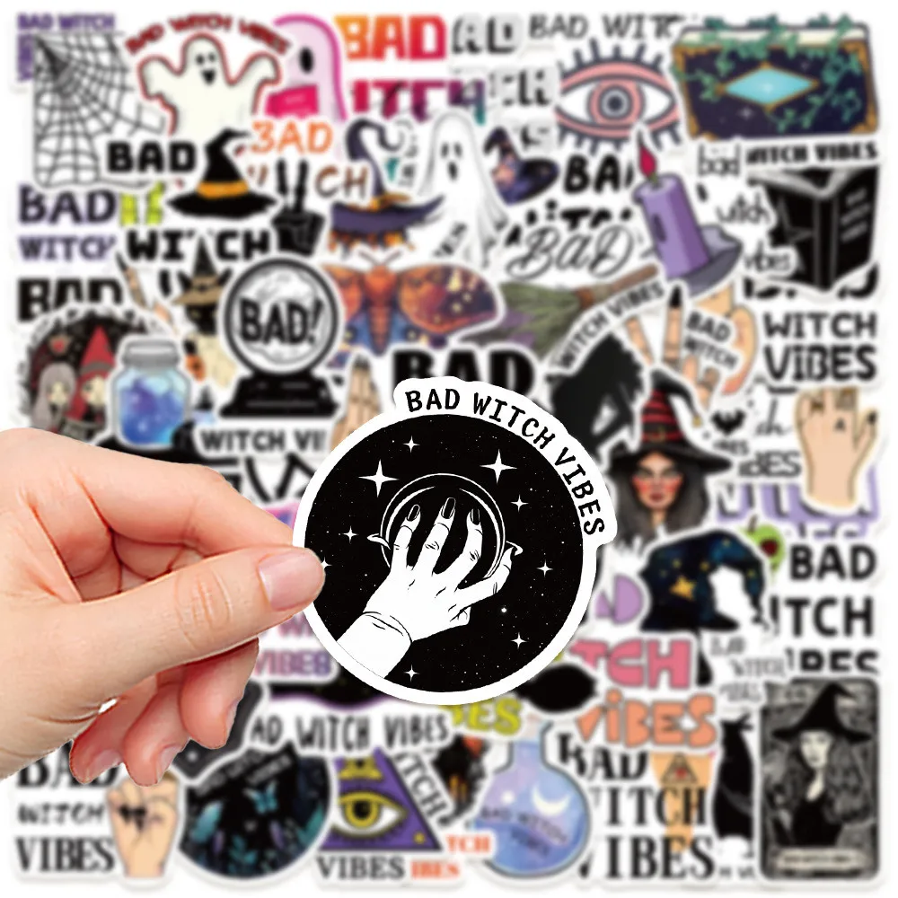 ملصقات مكونة من 50 قطعة من ملصقات Edgy Bad Witch Vibes - شارات زخرفية لأجهزة الكمبيوتر المحمولة والقيثارات وألواح التزلج والمجلات وتسجيل متجر YourLife
