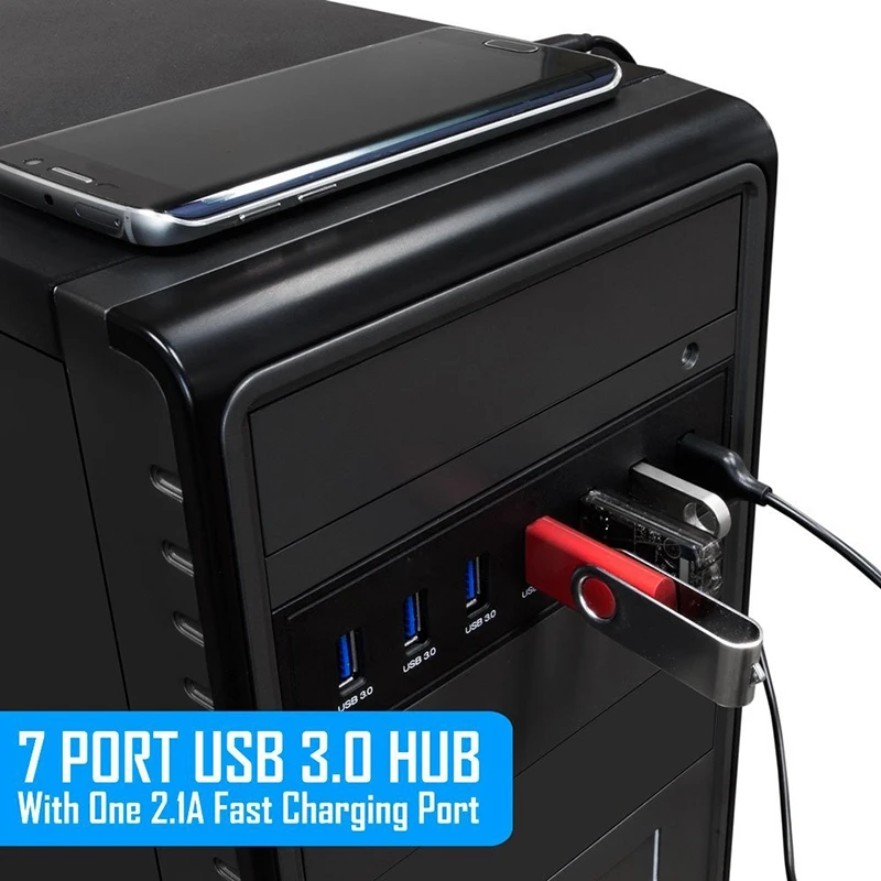 7 Port USB 3,0 Hub 5Gbs 5,25 Zoll CD-ROM Stick Bay CD ROM Front Panel Für Computer Fall + USB 3,0 19-Pin Header Zu Typ-A Stecker Cabl