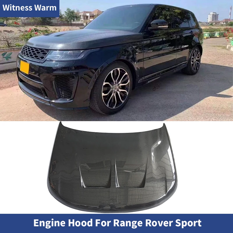 SVR Style Real Carbon Fiber Car Engine Hood Bonnet Cover Body Kit For Range Rover Sport 2014-2020 Styling Modification