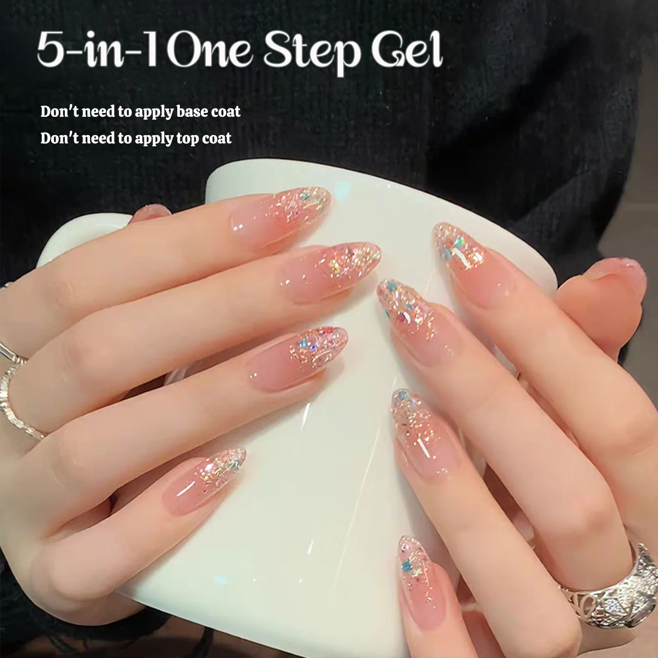 1pcs TC New 5-in-1 One Step Gel Summer Popular Versatile Flash Dreamy Starry Glitter Gel Nail Polish Beginner DIY Nail Art