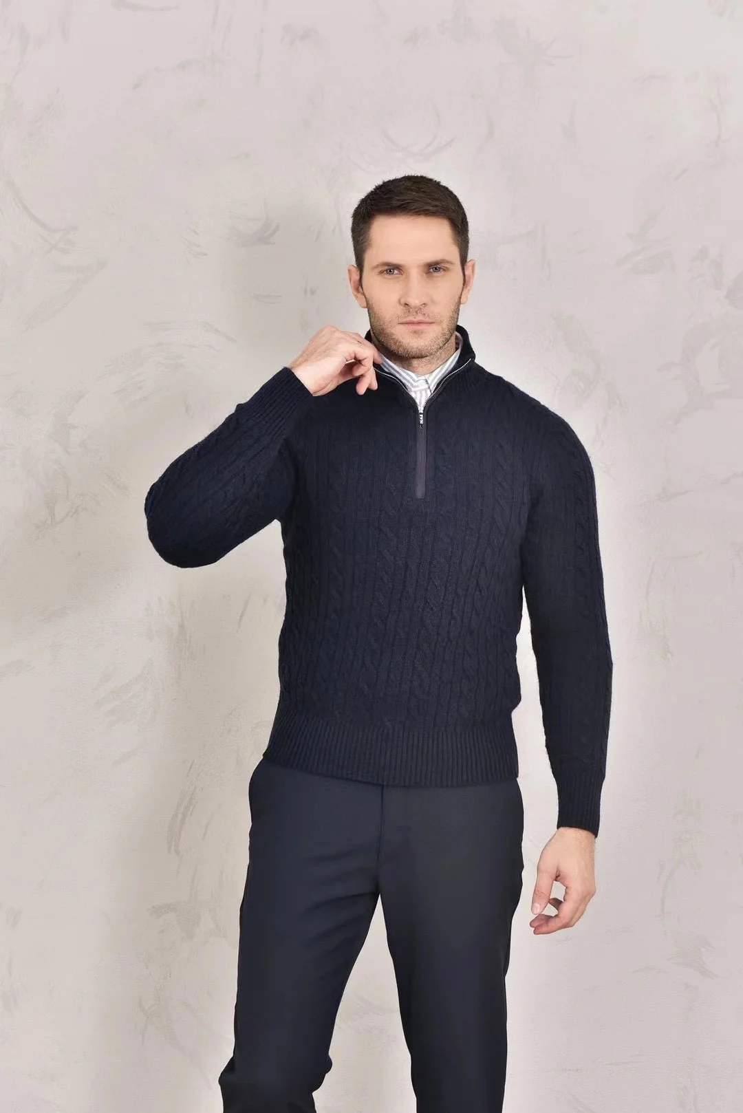 Pull à demi-fermeture éclair pour hommes, pull de haute qualité pour garder au chaud, vêtements d'automne et d'hiver, nouveau