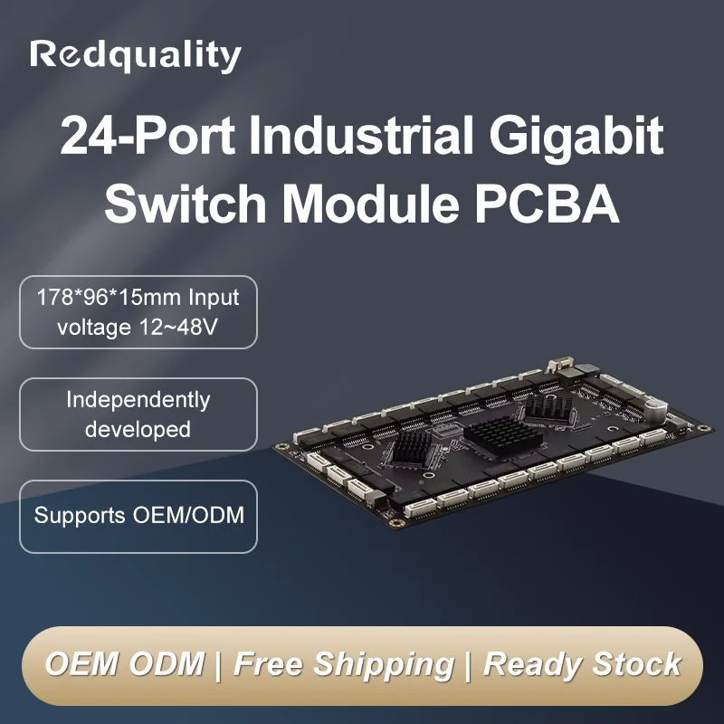 Industrial grade 24 port all electric gigabit switch PCBA module with ultra-high stability Ethernet switch motherboard