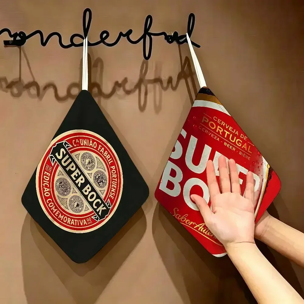 Toalla de mano de poliéster y algodón con logotipo Super Bock y presilla para colgar, ligera para uso doméstico y comercial