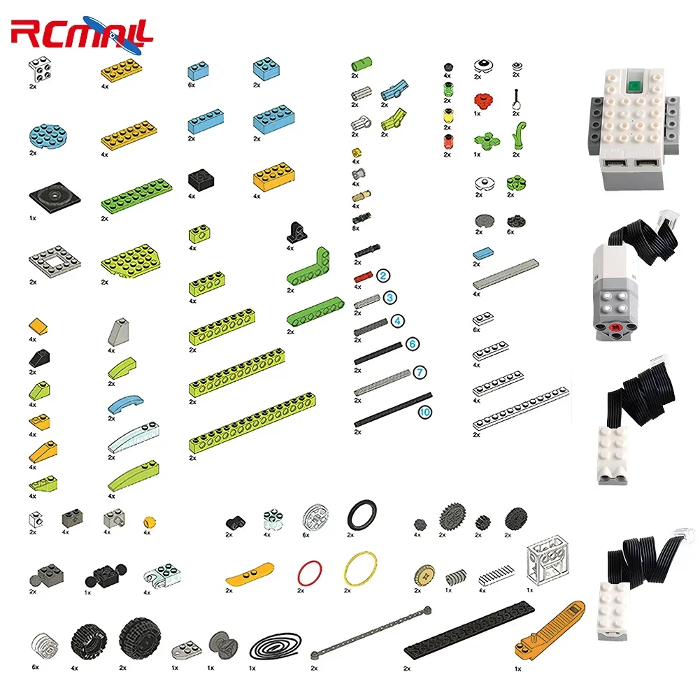 مجموعة مكعبات بناء التعليم الإلكتروني 45300 روبوت مبرمج DIY تكنولوجيا الطوب متوافق مع LEGOed Wedo2.0