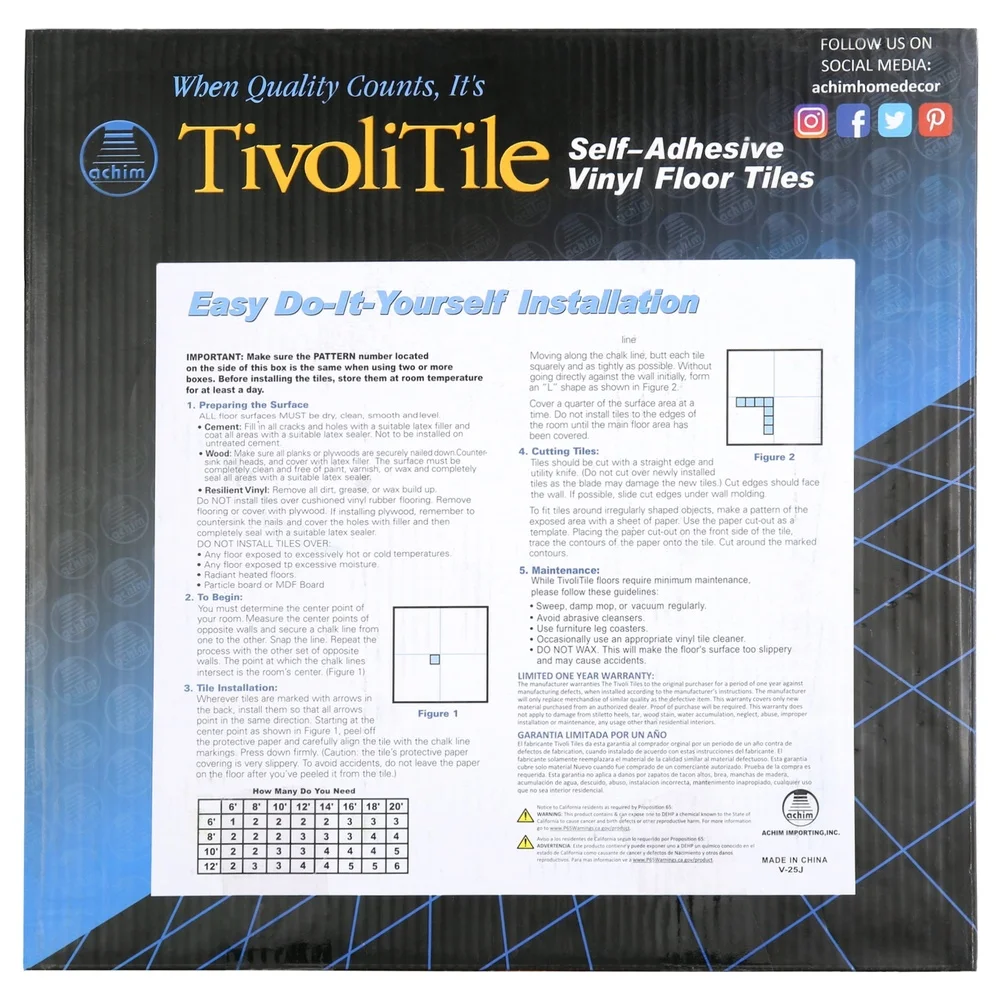 12x12 간편 시공 방수 중간 오크 플랭크 디자인 비닐 바닥 타일 (45개, 45평방피트)