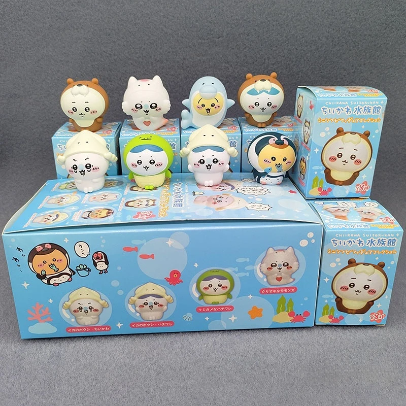 

8pcs/Set Chiikawa Aquarium Cute Pet Blind Box Bear Finger Hollow Set Healing Mystery Box Toy Ornament Surprise Gift