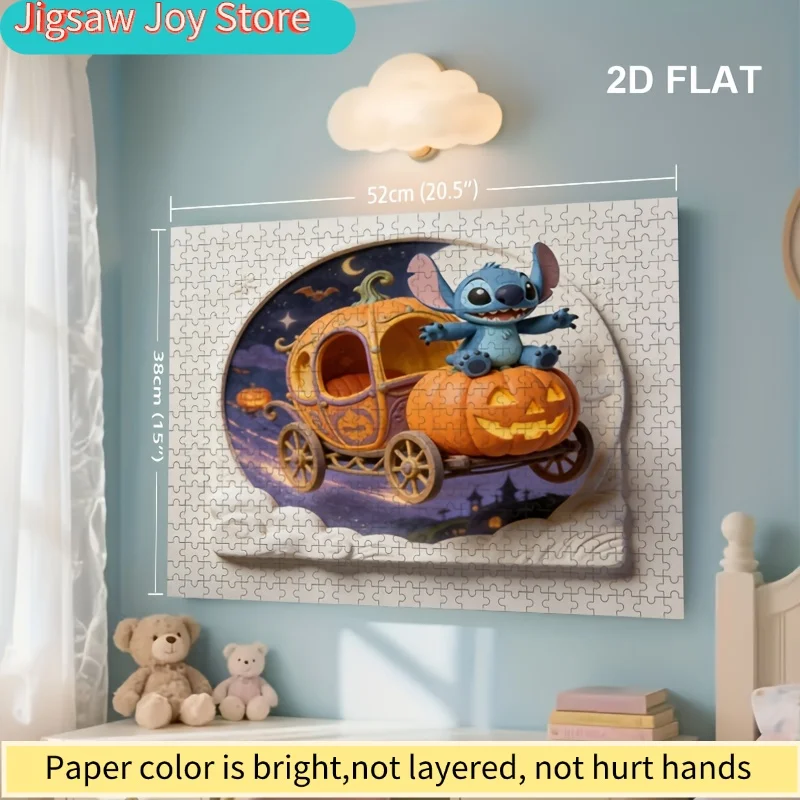 ภาพพิมพ์ตกแต่งบ้าน 2D ลายดิสนีย์ สติทช์ และมิกกี้เมาส์, จิ๊กซอว์ 2D แบบแบน, ดิสนีย์, ปริศนาฝึกสมองสำหรับผู้ใหญ่, เหมาะสำหรับกิจกรรมครอบครัว