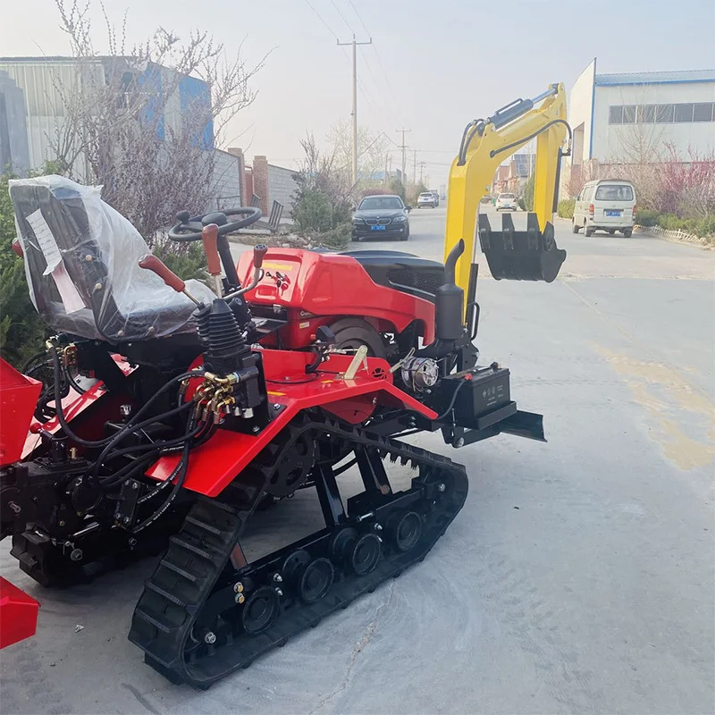 

Multifunctional Mini rotary tiller power seeder harvester trencher weeder ditching sub-soil earth-work rubber tracked customized