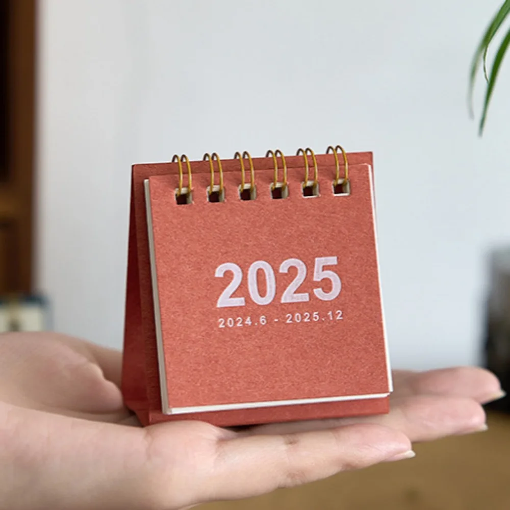 2025 Mini Table Desk Calendar Morandi Table Calendar Desktop Decoration Creative Coil Plan Solid Color Desk Calendar