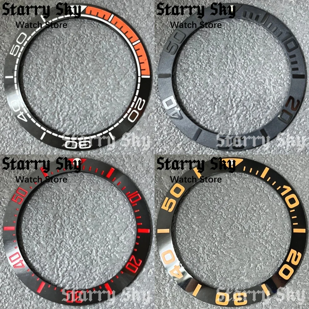 Starry Sky 40mm*32mm Men's Arabic Numerals Black Watch Bezel Watch Part Suitable For 43mm 100m Diving Watch Case Watch Accessory