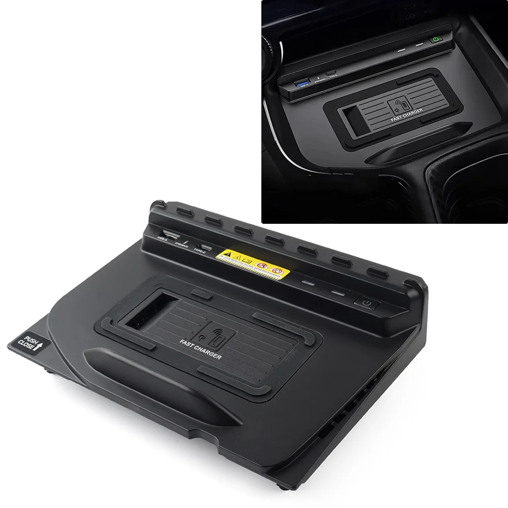 Car Wireless Phone Charger Panel Pad Holder Mat LHD For Lexus NX NX200 NX300 NX350 NX350h NX450h+ 22-2023 ABS Black