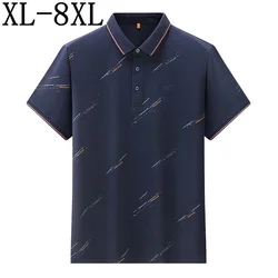 8XL 7XL 6XL 2023 New Summer High Quality Fashion Printed Shirts For Men Short Sleeve Loose Mens Polo Shirt Casual Male Polos