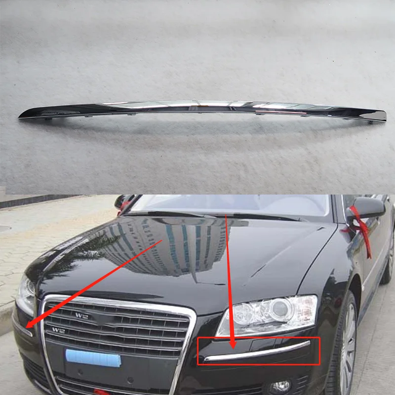 Dla Audi A8 D3 2003-2010 zderzak listwy wykończeniowe jasny pasek listwy dekoracyjne 4 e0807244aa chromowane wykończenie ABS 4 e0807243aa
