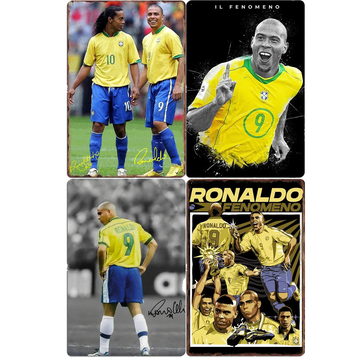 

Fascinating R9 Ronaldo Football Player Retro Poster Metal Sign Bar Interior Bedroom Wall Vintage Home Decor Room Decoration