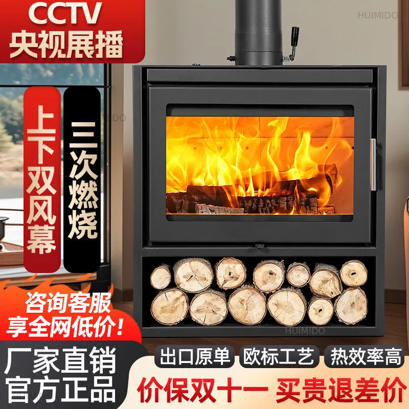 Retro European real fireplace burning wood firewood heating stove B & B villa rural self-built house decoration household
