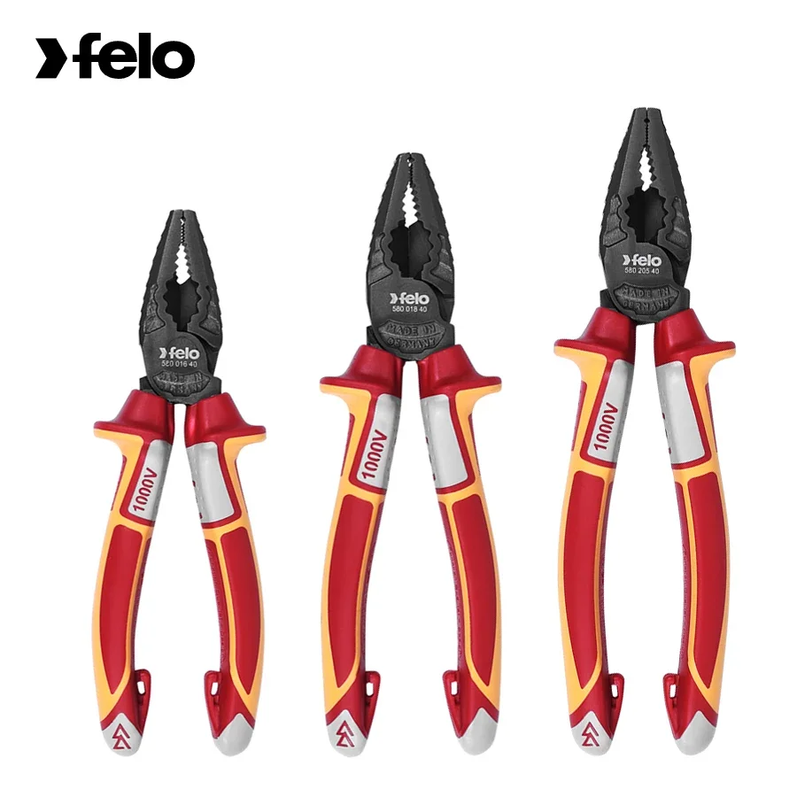 

Инструмент безопасности Felo 1000 В Комбинированные плоскогубцы с изоляцией VDE для проводов и кабелей Эргономичная изысканная конструкция 580 016 40 | 580 018 40