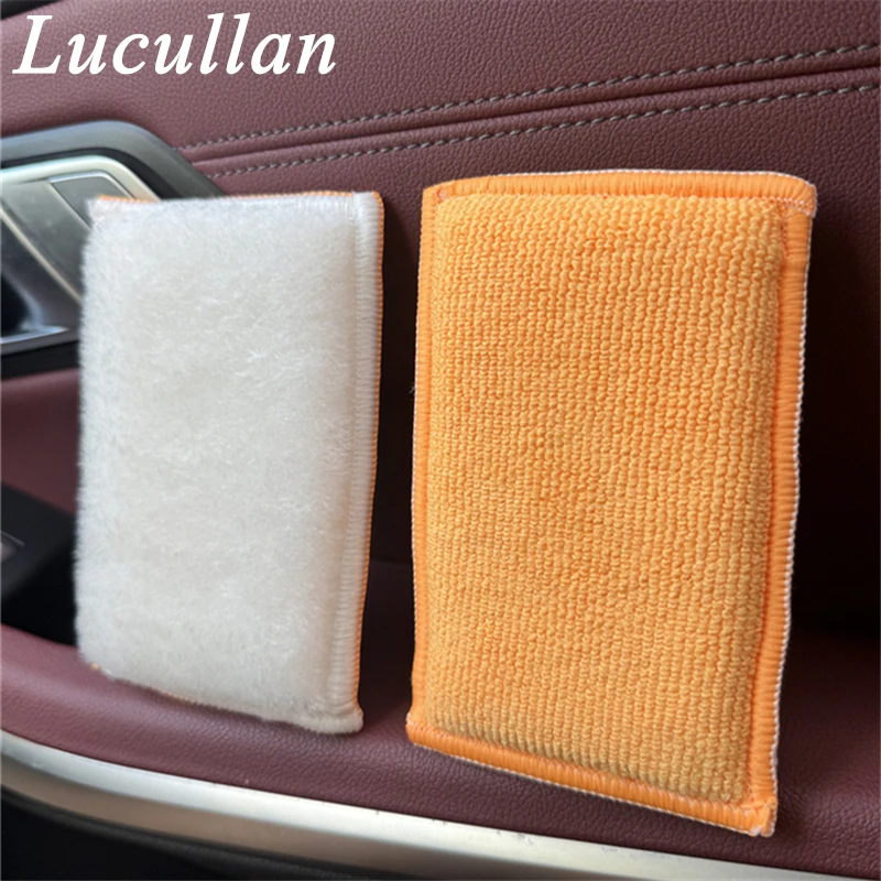 Lucullan White/Orange Scrub Ninja Interior Scrubbing Sponge  (5”x3”) Aggressive But Gentle Cleaning