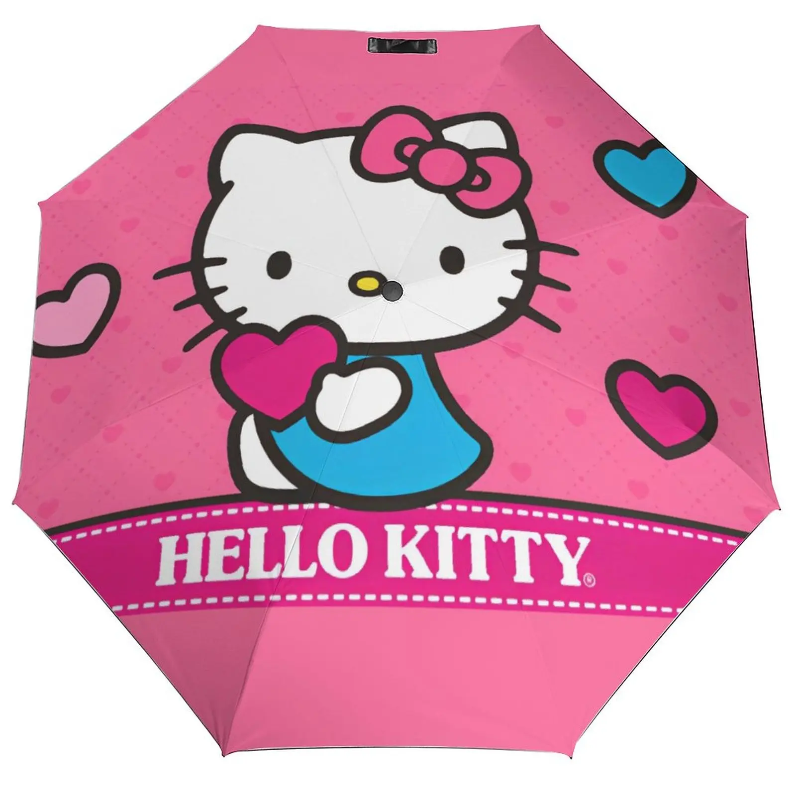 

Складной зонт Hello Kitty Kawaii, мультяшный анти-УФ-зонт для женщин и мужчин, автоматический солнцезащитный козырек, модные автомобильные зонты
