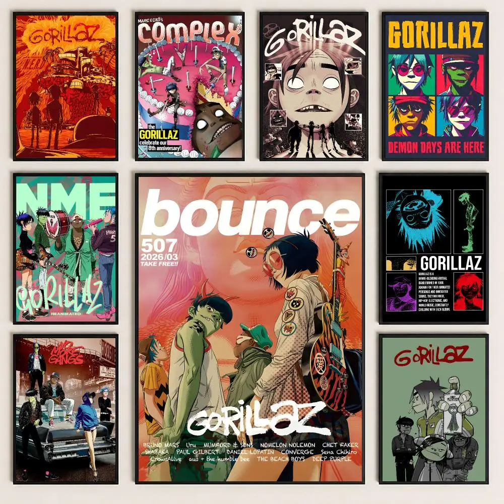 band Gorillaz Poster Poster HD Printing Cozy and Warm Style for Home Decor for Bedrooms Cafes Gift Giving