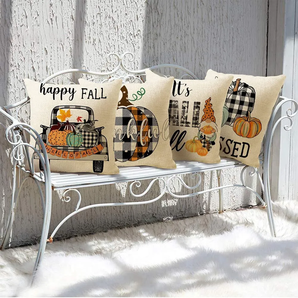 

Promotion!Fall Decorative Pillow Covers 18X18,Throw Pillows Autumn Cushion Cases For Couch Outdoor Farmhouse Home Decor
