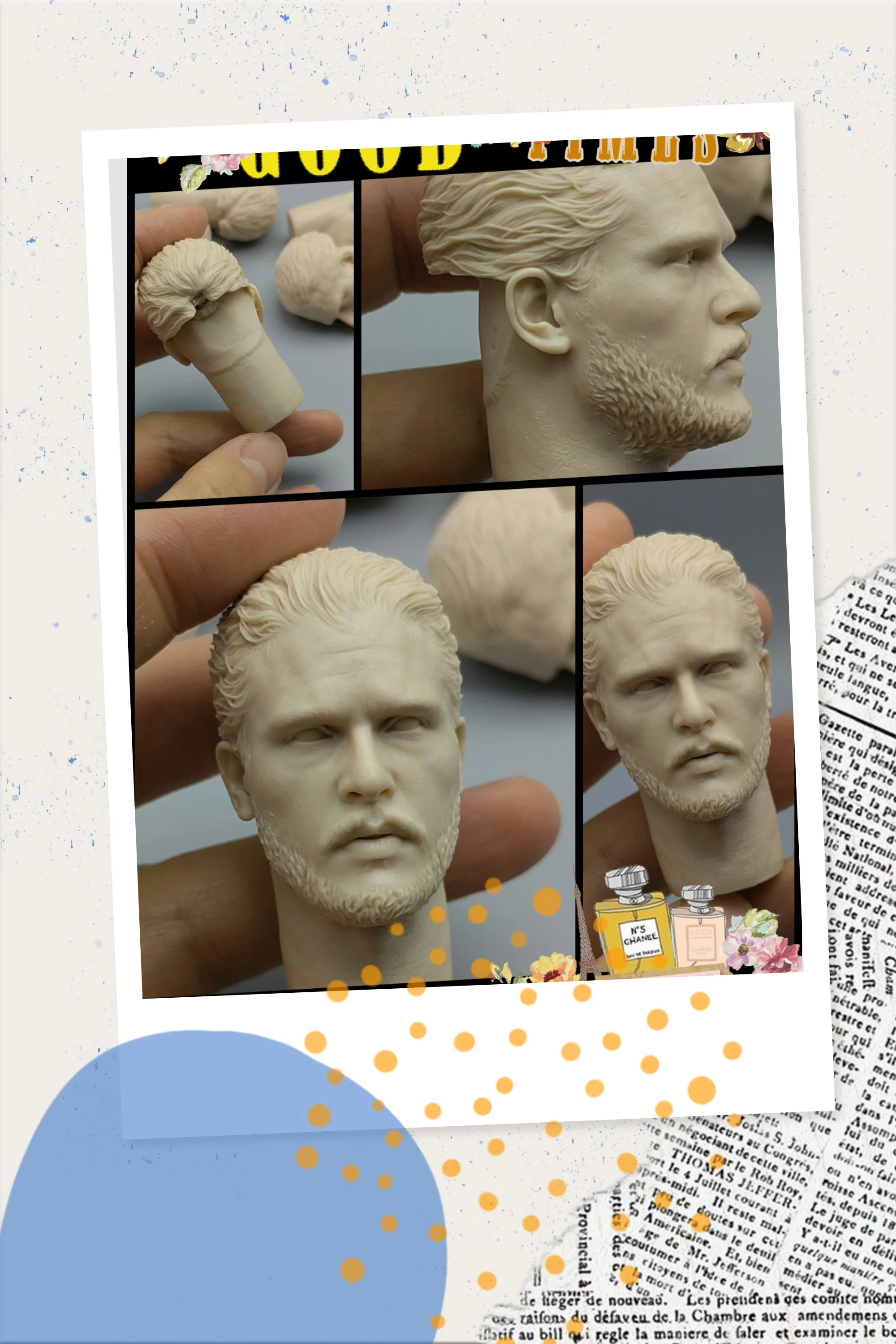

1/6 Scale Thrilling Crime Themed Unit Drama Mads Mikkelsen Male Unpainted Head Carving Model Fit 12inchs Action Figure Body