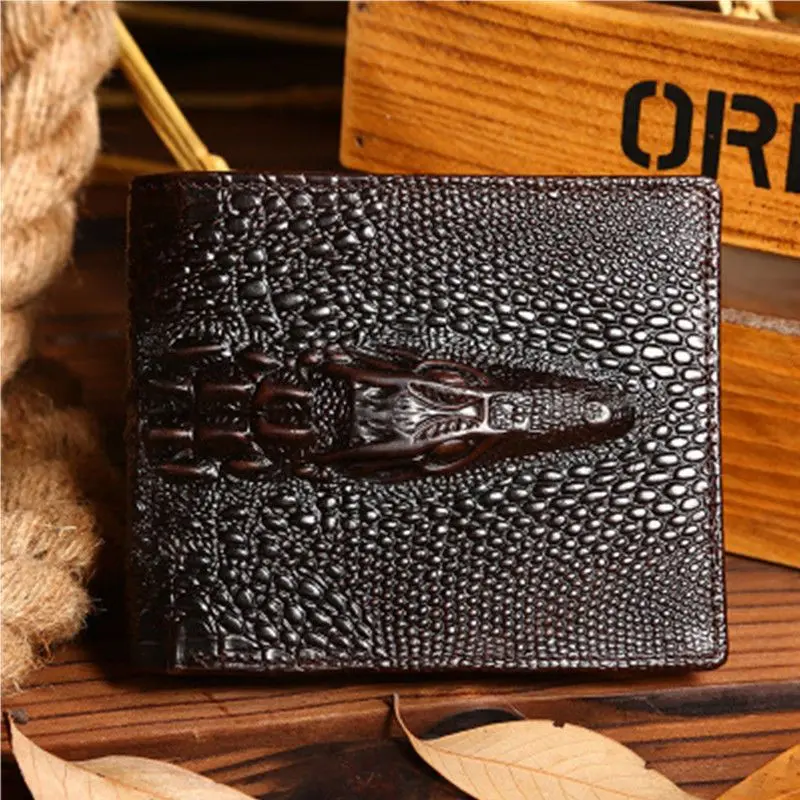 

2024 New Fashion Business Men's Wallets Cow Genuine Leather Short Wallet Alligator Male Cash Purses Clutch Boy Casual Wallets