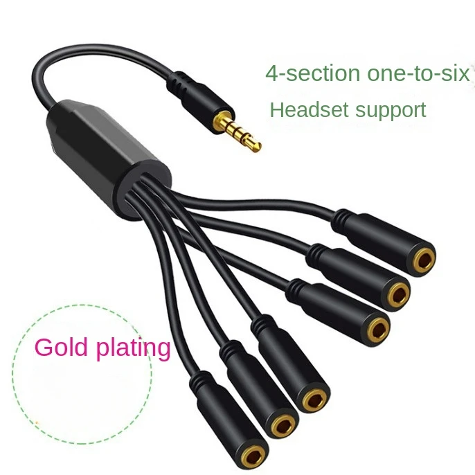 3.5mm Splitter Cable 4-Pole TRRS Male to Female 1 to 5 Way Audio Stereo Splitter Extension Cable for Headset Audio Splitter