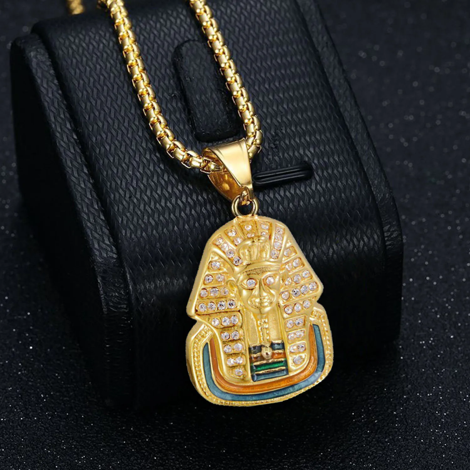 Ancient Egypt Pharaoh Head Charm Pendant Dropshipping Gold Color Stainless Steel Egyptian Necklace for Men Fashion Jewelry Gift