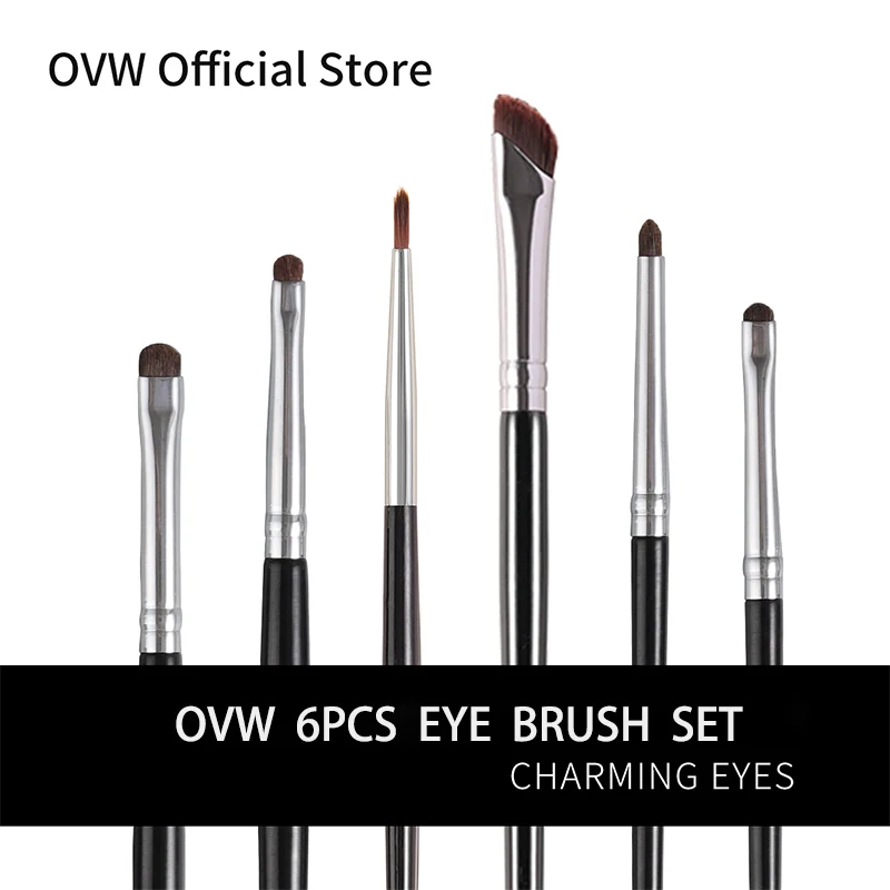 OVW zestaw pędzli do eyelinera 6 szt. Suchy i mokry eyeliner w kremie/puder cień do powiek rozmazywanie narzędzie do makijażu