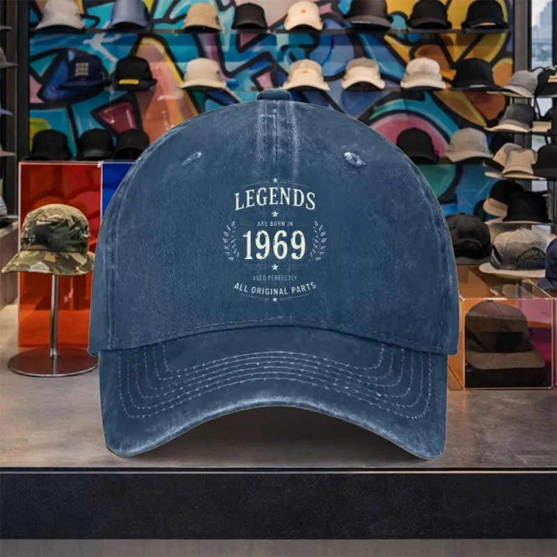 1969 Legendary Retro Digital Pattern Baseball Cap Unisex Vintage Peaked Hat for Outdoor Travel Camping