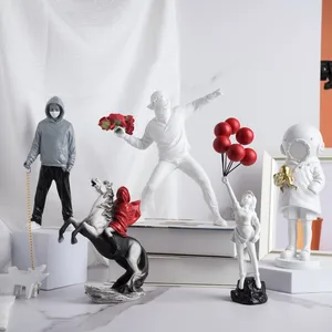 Collection de sculptures Vilead Banksy, statue de lanceur de fleurs, pop art, figurine de ballon moderne de bureau, décoration intérieure de rue Statue des 12 meilleures vendeuses - No 8