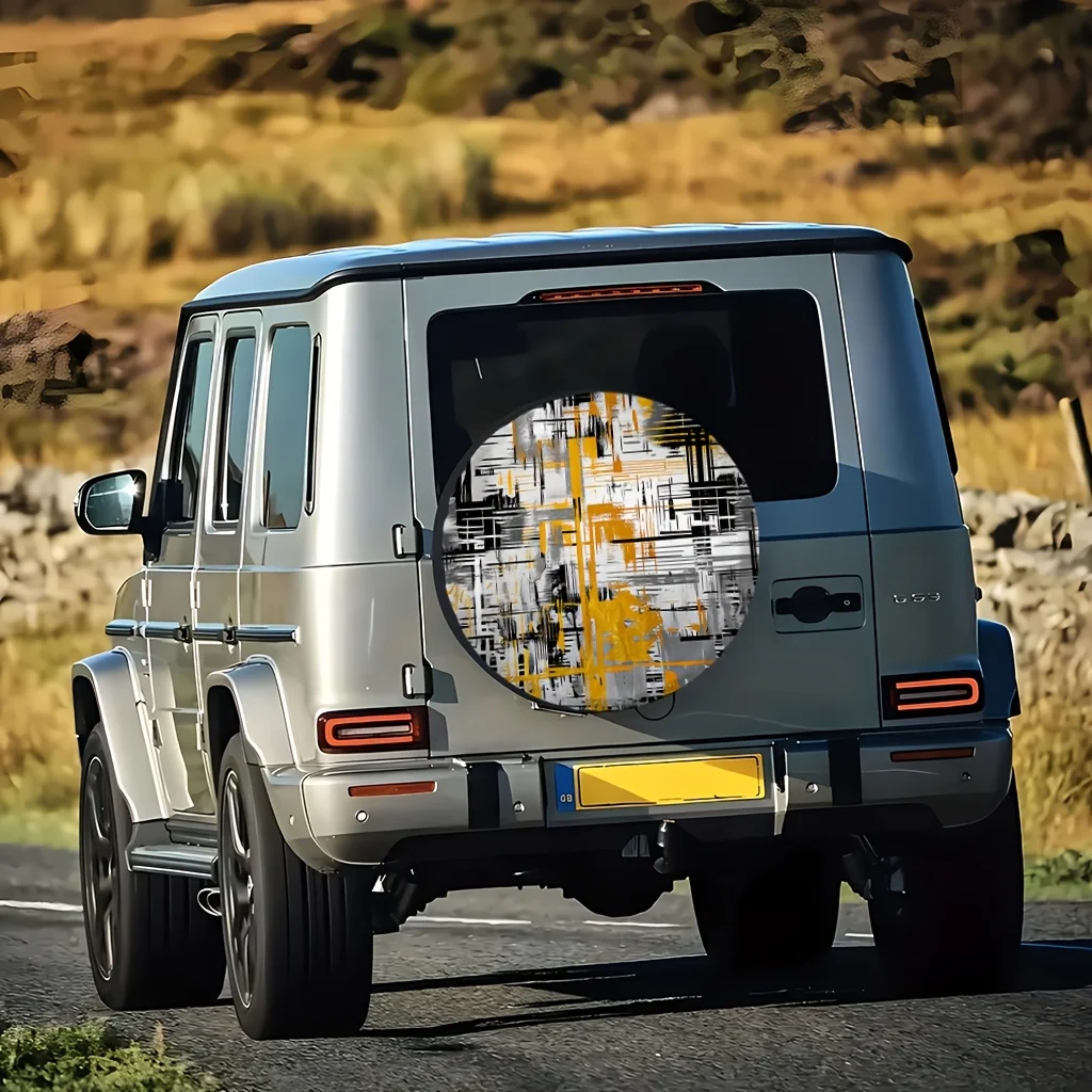 1pc Fashion | Simple | Fun Pattern Printed Spare Tire Cover For Cars, Suitable For Cars, Jeeps, And SUVs, Protects Tires, Fully