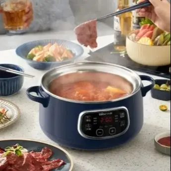 Stainless steel electric steamer. Multifunctional household. Intelligent timer. Large capacity.