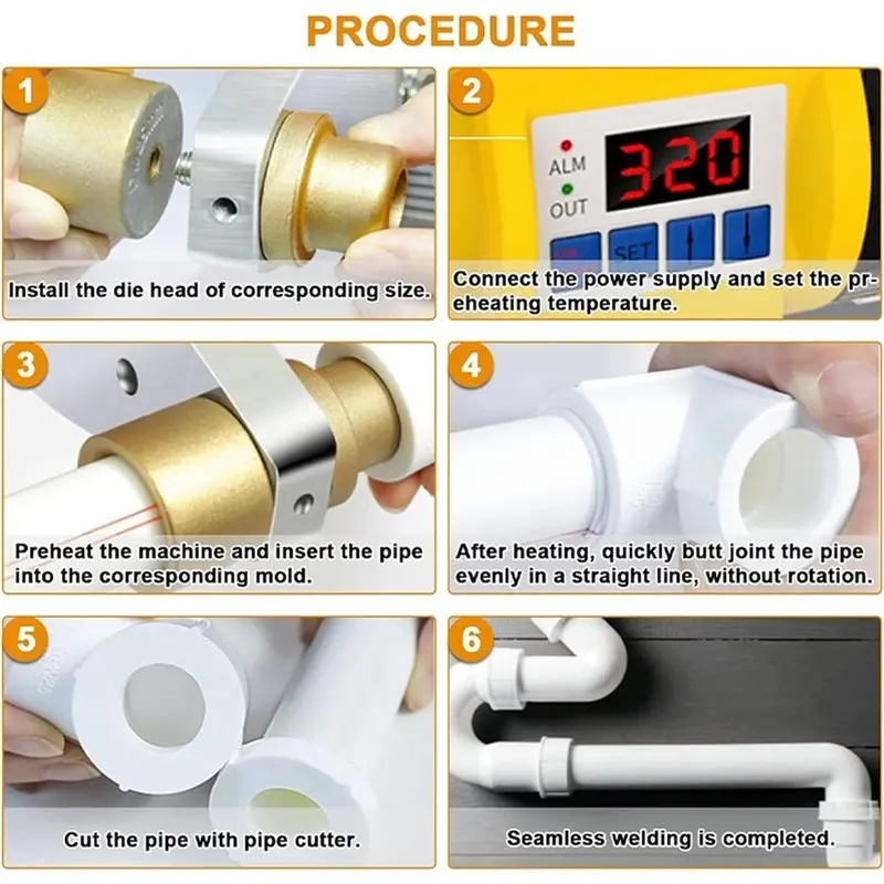 [B17B!】 PB/PP PE/PPR 220V 800W Pipe Welding Machine Welding Iron Home Water Plastic Pipe Tool EU Plug
