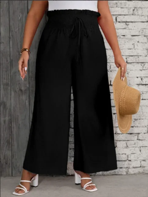 نساء موضة البوهيمي حجم كبير 1XL-5XL العرقية طباعة السراويل مع مرونة الخصر فضفاض سراويل طويلة السيدات الراحة بنطال ذو قصة أرجل واسعة