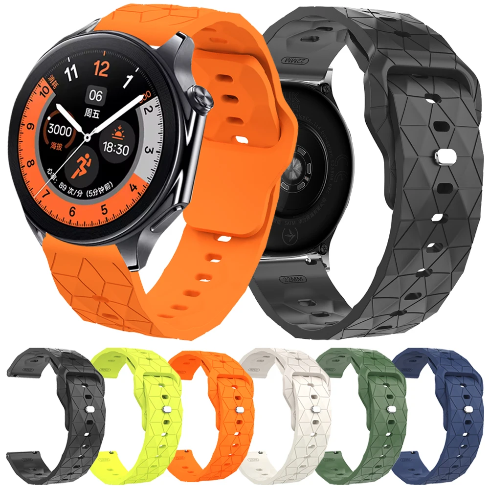 22mm Fußballmuster-Armband für OnePlus Watch 3 2 2R Silikon-Sportarmband für OnePlus Watch 46mm/OPPO Watch X/X2/4 Pro Correa