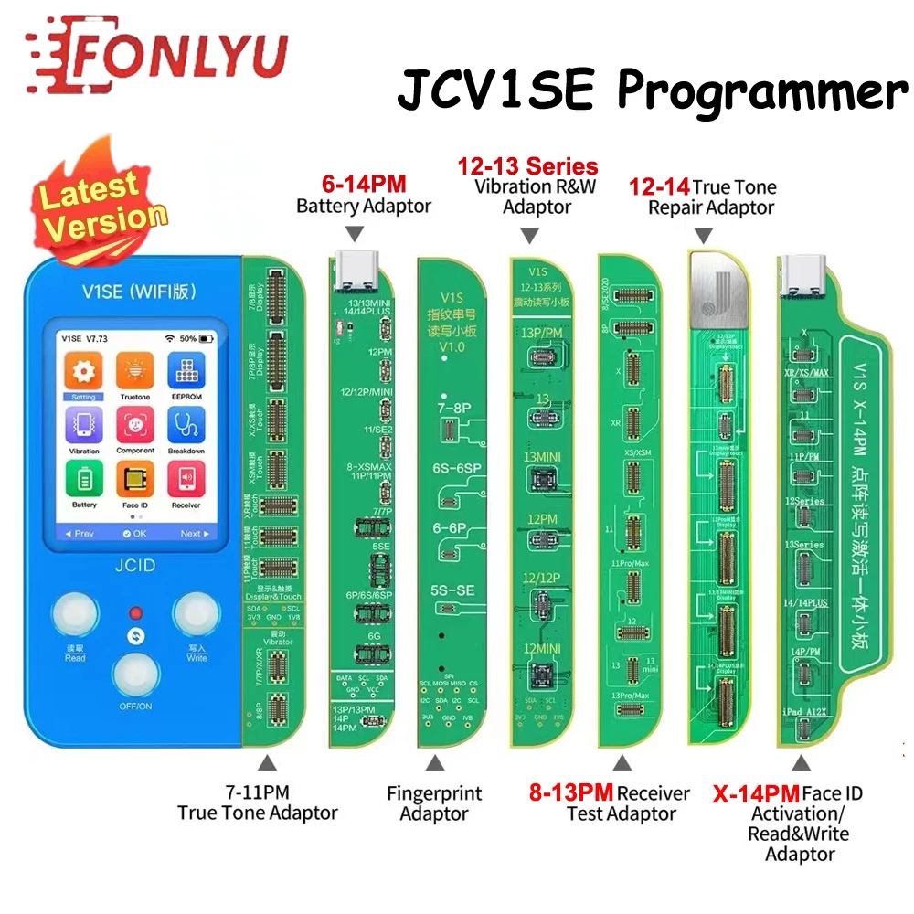 JCV1SE WIFI Programmer for iPhone 6-14Pro Max Original Color Touch Battery Fingerprint No Solder Dot Matrix Camera Repair Tools