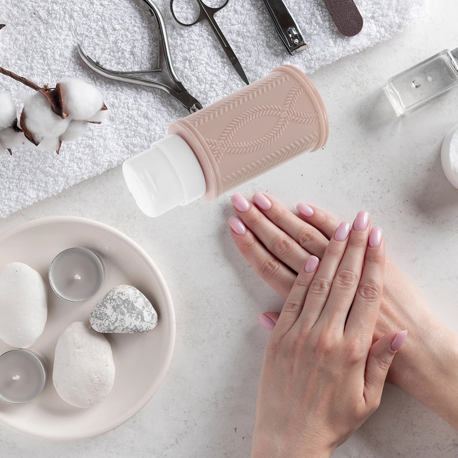 

2pcs Nail Polish Remover Dispensers Refillable Leak Proof Pump Bottles 200Ml Portable Travel Empty Makeup Remover Skincare