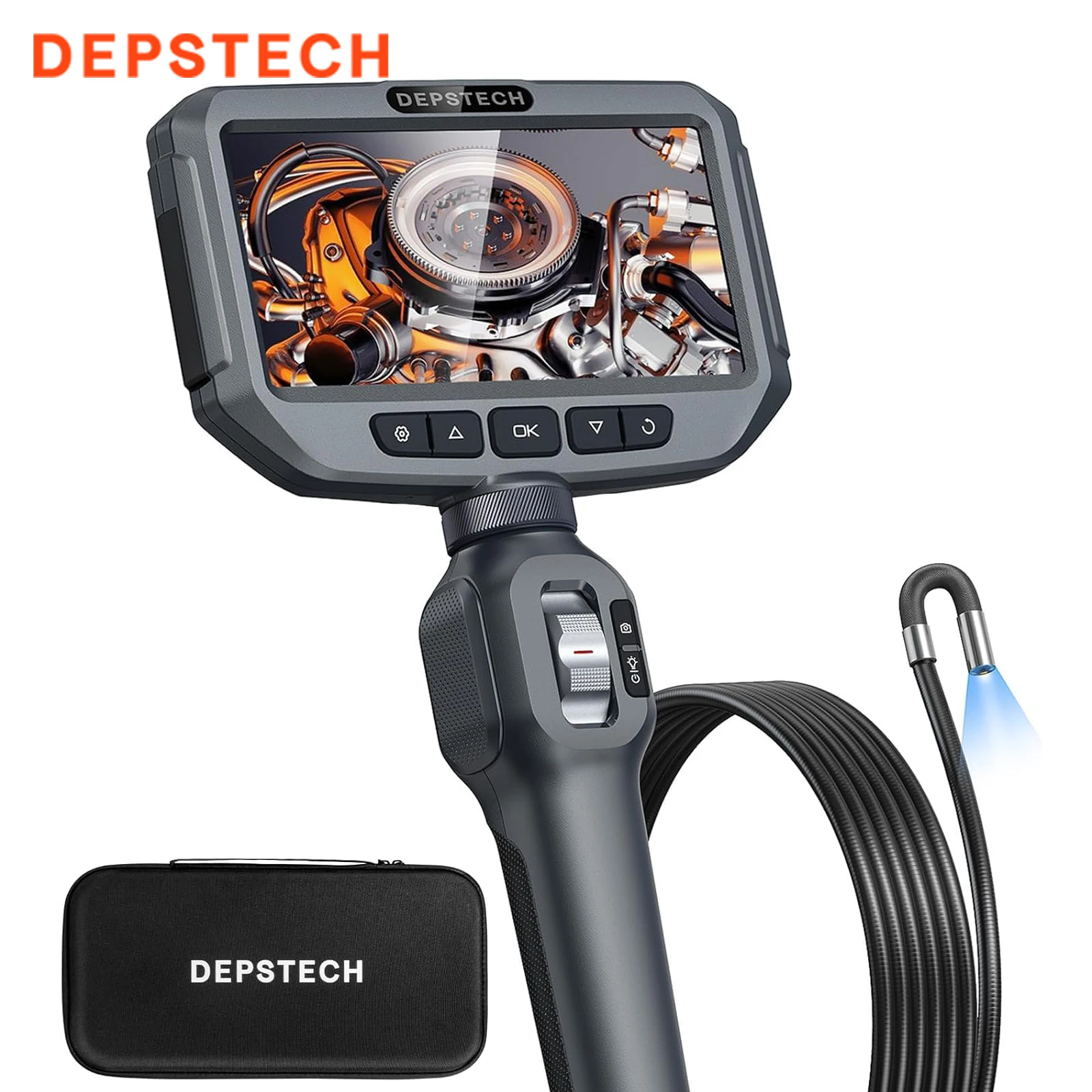 

DEPSTECH DS630-SL-1.5M 1080P Endoscope Camera, 6.2mm Snake Flexible Cable, 5-inch IPS Screen, Two-Way 210° Articulating, IP67