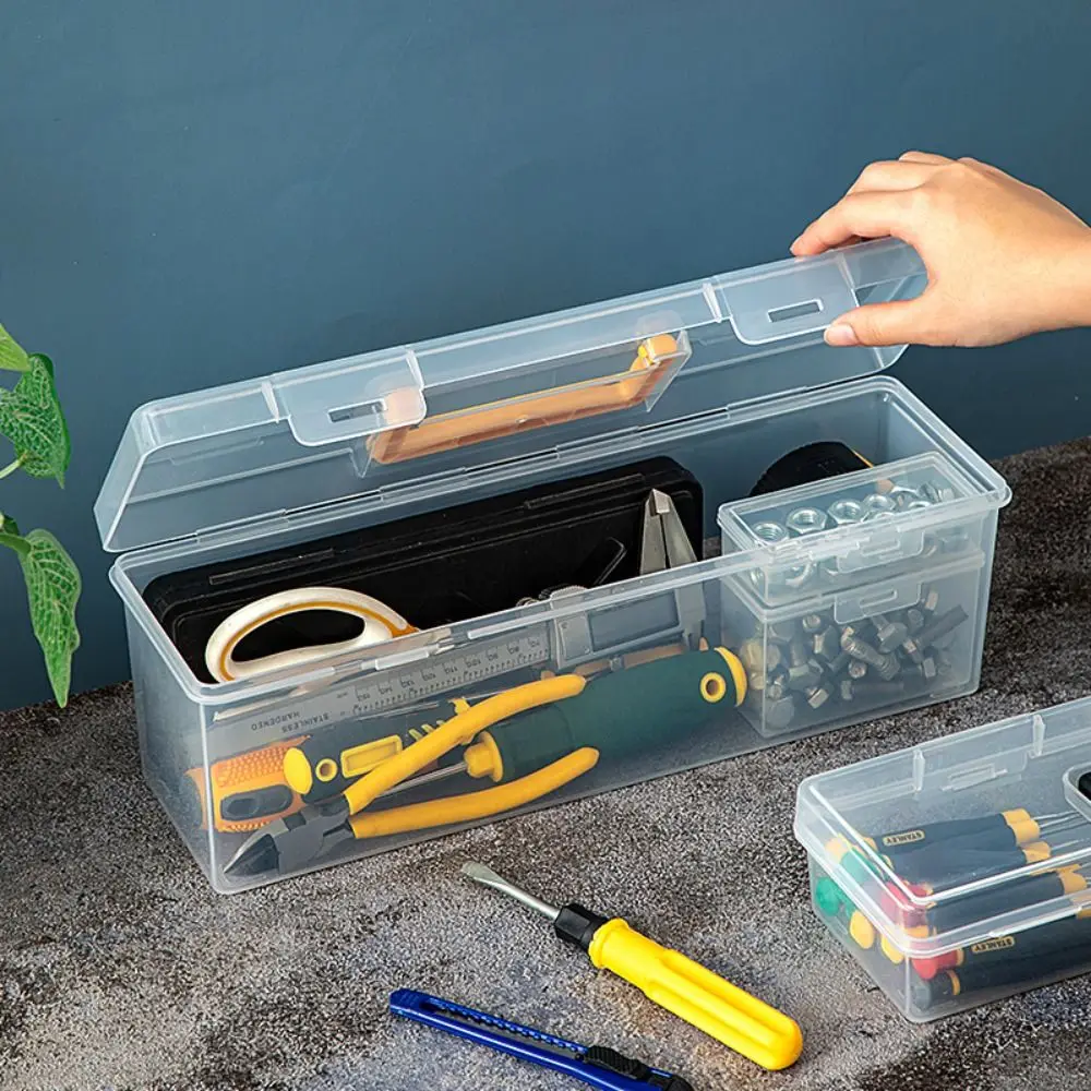 Large Capacity Hardware Tool Box Transparent Impact-resistant Storage Screw Box PP Plastic Multifunctional Tool Storage Box