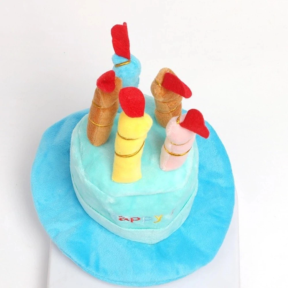 

New Birthday Theme Dog Hat Cute Cake Shape Birthday Cake Hat Blue Pink Puppy Kitten Hat Pet Gift