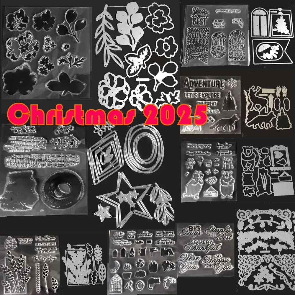 Nuevos sellos y troqueles de Acción de Gracias, catálogo de 2025 2026 en álbum de recortes francés, decoración de diario, plantillas de Navidad, troqueles artesanales