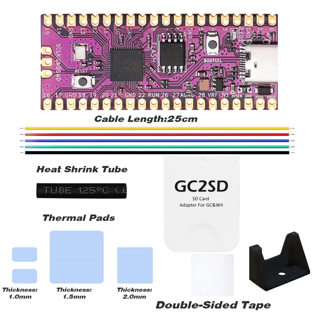 Raspberry PicoBoot Board IPL Replacement Modchip RP2040 USB TYPE-C For Nintendo Gamecube NGC with SD2SP2 Adapter GC2SD Card Read 