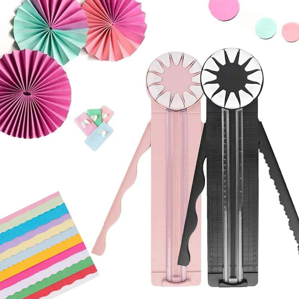 

1PC 12 in 1 paper cutter with cutting line guide, 360° rotation, suitable for DIY scrapbooking, cards, gift box wrapping paper.